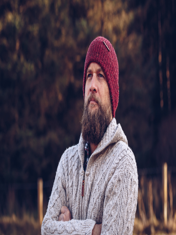 Red Handmade Men Beanie Rib Knitted - SiennaKnits